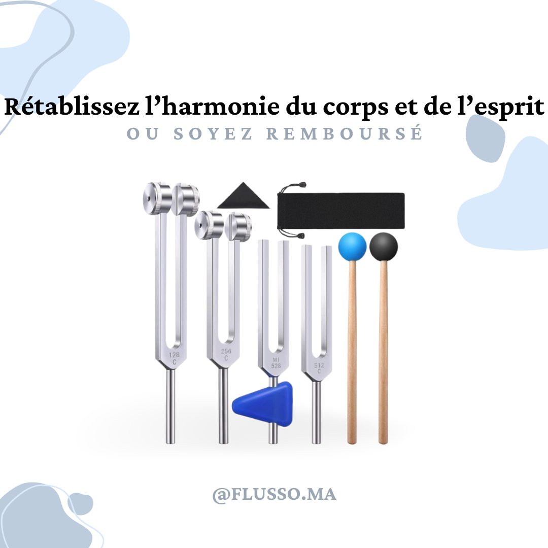 Pyatofly™ – Lot de 4 Diapasons Professionnels (128Hz, 256Hz, 512Hz, 528Hz)