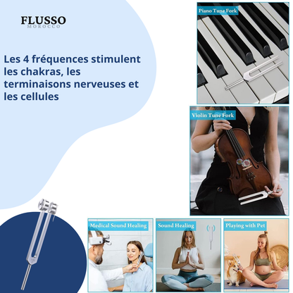Pyatofly™ – Lot de 4 Diapasons Professionnels (128Hz, 256Hz, 512Hz, 528Hz)