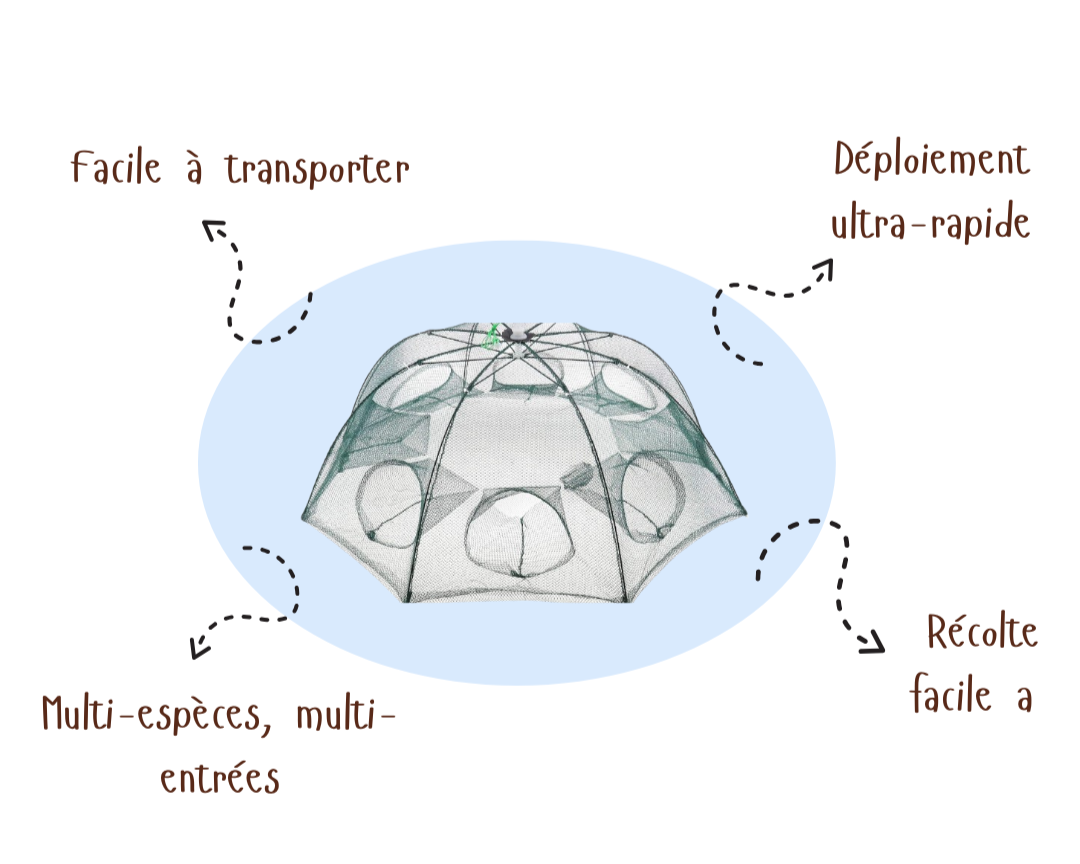 FiletCapture™ | Piège à poissons pliable 8 entrées